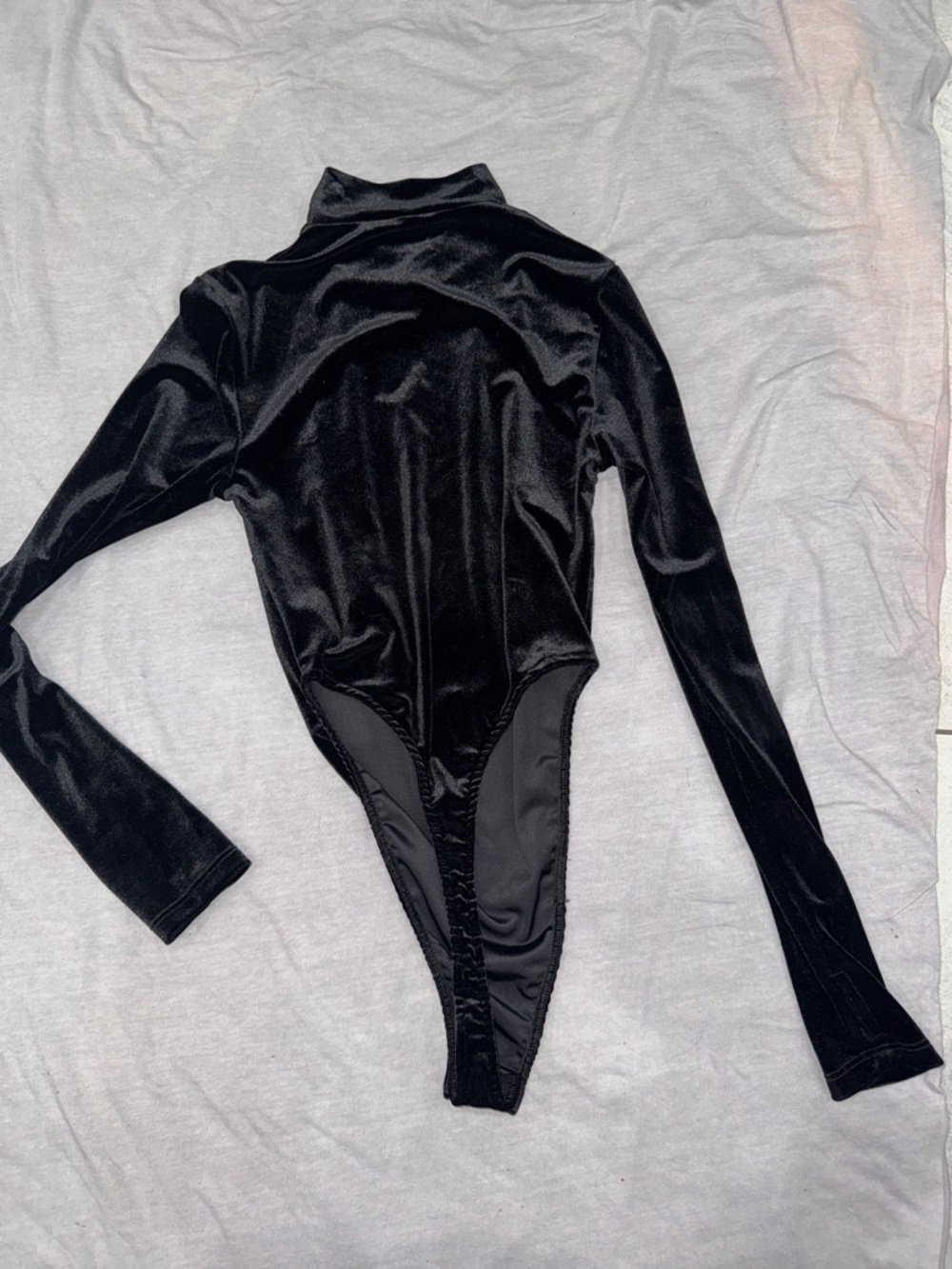 Only Hearts - Helena Stuart Black Velvet Long Sleeve Bodysuit (Mugler Style)